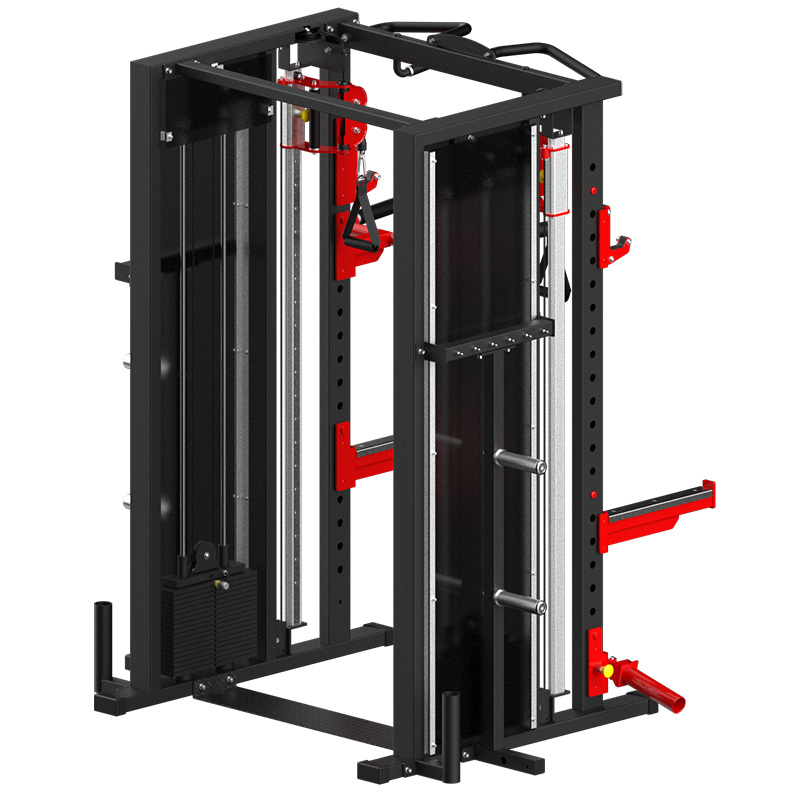 Functional-Squat Combo Trainer with Dual Pulley